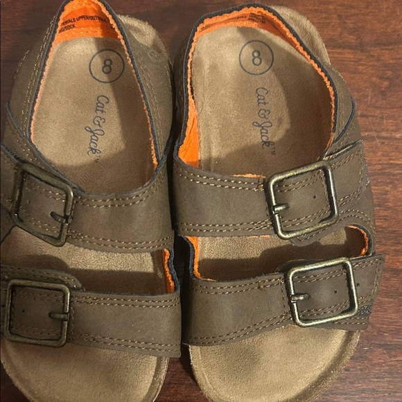 Cat & Jack Brown Sandals with Orange Accents - Picture 2 of 4